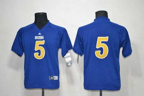 Fighting Irish #5 Everett Golson Navy Blue Shamrock Series Stitched Youth NCAA Jersey - Click Image to Close